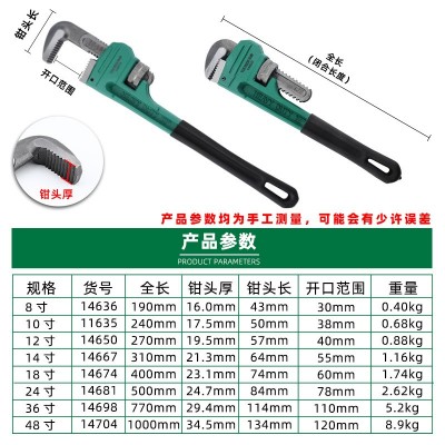 拓森工具管钳24寸18寸8寸快速水管钳家用木工管钳子美式重型管钳 1个起批图4