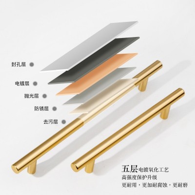 铝合金拉手柜门加长拉手抽屉橱柜衣柜门把手单孔黑色金色五金拉手图3