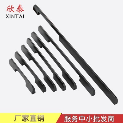 美式家装衣柜门拉手 现代简约抽屉黑色门把手移门柜子铝合金拉手图4