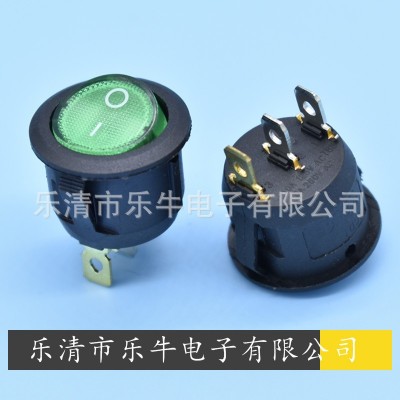 圆形带灯船型开关 KCD1 20mm圆形黄色带灯船型开关 圆形电源开关图3