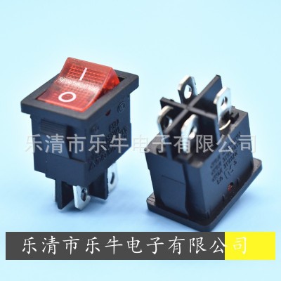 4脚带灯船型开关KCD1-104 15*21mm 4脚绿色带灯翘板开关 绿色开关图2