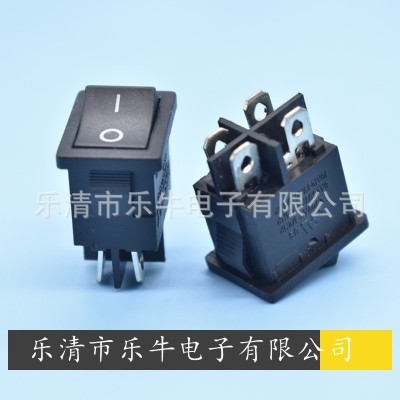 4脚带灯船型开关KCD1-104 15*21mm 4脚绿色带灯翘板开关 绿色开关图3