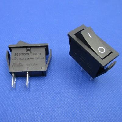 RK1-11 铜脚银触点船型开关2脚2档 黑色按键翘板电源开关16A250V图2