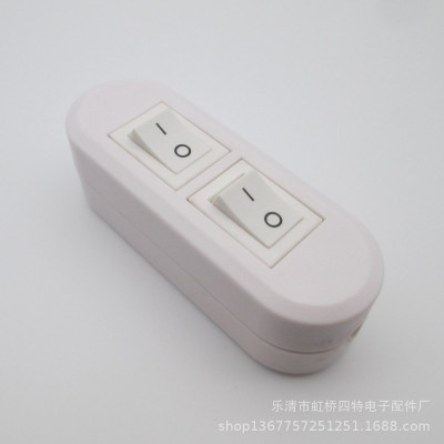 双按键按钮船型开关 双联双控 子母灯台灯线上开关 2脚2档 10A图5