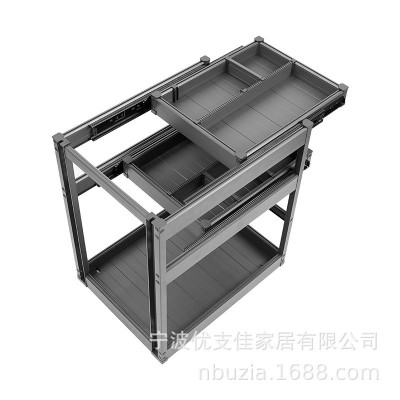橱柜调味拉篮厨房家用多层抽屉式拉篮阻尼静音抽拉收纳调料置物架图4