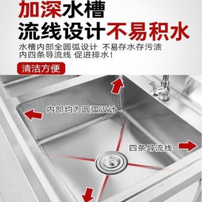 厂家批发不锈钢三槽水槽厨房洗菜盆洗手池304酒店商用不锈钢水池图4