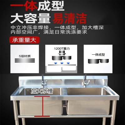批发不锈钢洗菜盆双槽水槽 厨房洗碗洗手池304不锈钢水池厂家图3