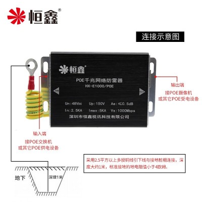 恒鑫千兆POE网络防雷器 监控摄像机避雷器1000M8芯网线浪涌保护器图4