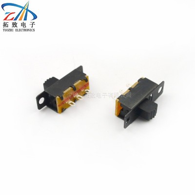 实力厂家批发现货中排三脚带耳拨动开关SS12F32黑色铁壳两档开关图3