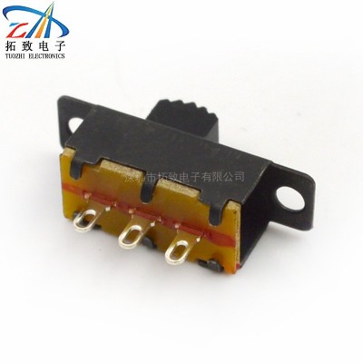 实力厂家批发现货中排三脚带耳拨动开关SS12F32黑色铁壳两档开关图2