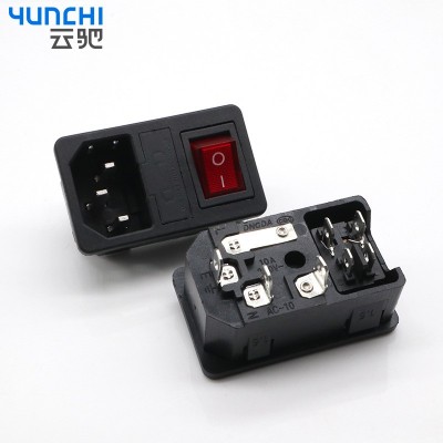 AC-01三合一插座 卡式嵌入式 带开关保险AC电源插座 AC01品字插座图3