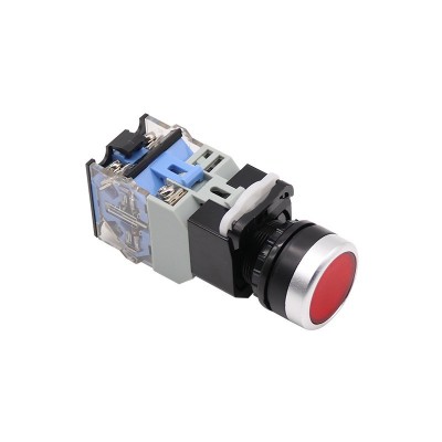 LA38-11D平头复位带灯按钮开关 24v220v380v红绿黄LED 22mm 银点图3