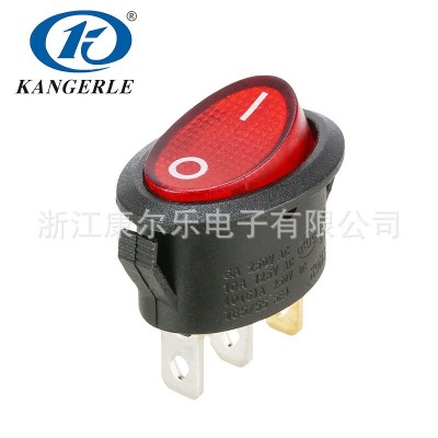 厂家批发KCD1-311N 3P带灯红色圆形按键三插脚开关 船型开关图2