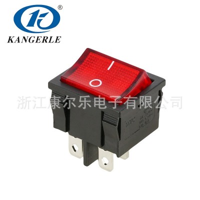 船型开关KCD2-501N 4P带灯 红色按钮两档开关 船型开关图2
