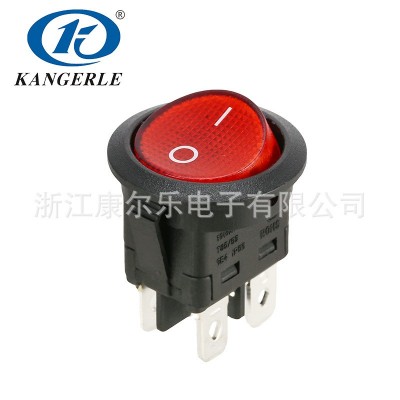 厂家批发KCD1-224GN 4P带灯复合点圆形按键插脚开关 船型开关图2