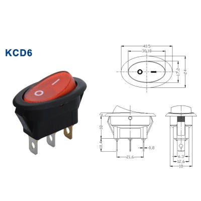 KCD大电流圆形船型开关 二档3脚翘板开关20.5*24带灯防水电源开关图2