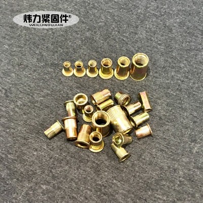 全部规格现货 不锈钢304螺纹六角平头镀锌竖纹螺帽圆柱沉头铆螺母图4