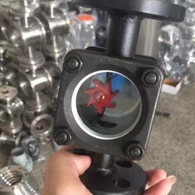 304法兰玻璃直通视镜DN100 叶轮水流指示器HGS07碳钢对夹管道视镜图5