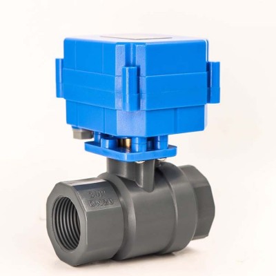 塑料 UPVC 微型电动球阀 DN20 6分 5V 12V 24V 220V 排水阀图4