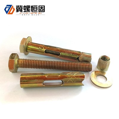 碳钢镀彩拉爆外六角内膨胀螺栓螺丝国标栏杆地板膨胀六角套 管壁虎图2