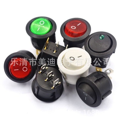 船型开关KCD46脚24V椭圆形带灯电源开关12V三档复位KCD11翘板开关图2