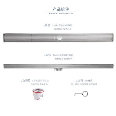 简约线性长地漏防臭防虫大排量家用浴室洗衣机地漏酒店工程不锈钢图3
