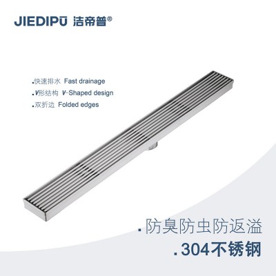 简约线性长地漏防臭防虫大排量家用浴室洗衣机地漏酒店工程不锈钢图2