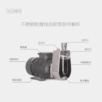 自吸泵304不锈钢WZB离心泵工业防腐蚀耐酸碱高温抽酒精防爆抽水泵图3