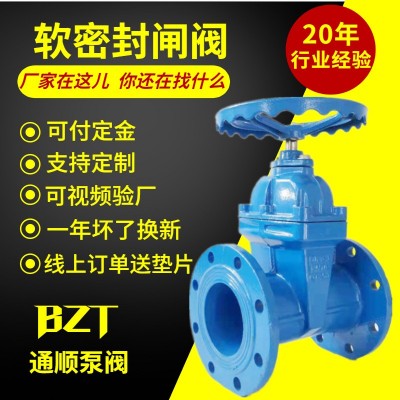 铸铁软密封闸阀Z45X手动弹性座封闸阀dn100法兰暗杆软密封闸阀图3