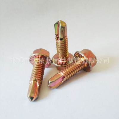 外六角钻尾丝加粗M8×30法兰带防滑齿自攻自钻螺钉 彩锌燕尾钉图6
