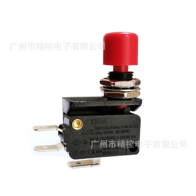 KW3A红色按钮式微动开关UL行程微动开关带螺母绿色按键微动开关图3