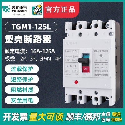 TENGEN天正电气 TGM1-125L塑壳断路器空气开关3300 4300 100A 80A图2
