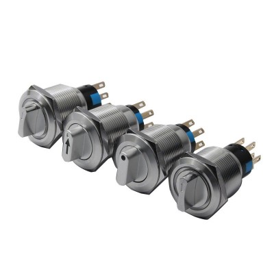19mm22mm金属不锈钢旋钮旋转按钮无灯带灯二档三档选择按钮开关图3