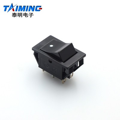 泰明新型船形开关KCD8 2X2船型翘板电源开关6脚2档双掷开关黑白红图4