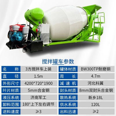 小型混泥土运输罐定制2-12方移动式搅拌机上装混凝土搅 拌车水泥罐图3