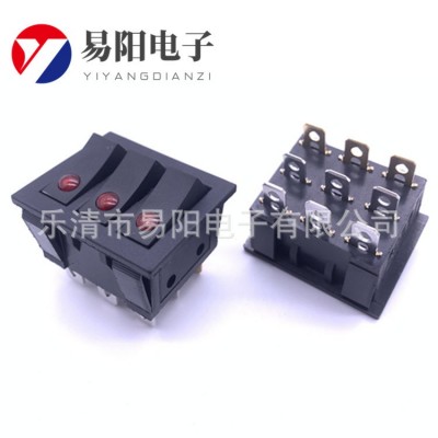电暖器电饼铛开关KCD4双联船型开关猫眼带灯六脚两档上盘 总开关图2