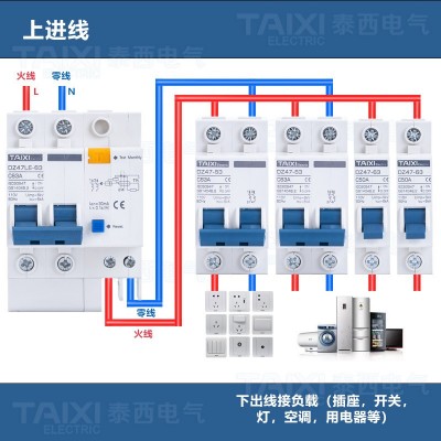 TAIXI 110V美标漏电断路器日本菲律宾2P空开单相过载短路保 护开关图2