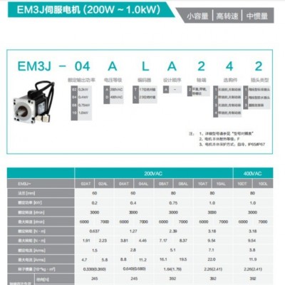 数控机床设备用伺服电机EM3J-08ATA221 配伺服驱动器使用图3