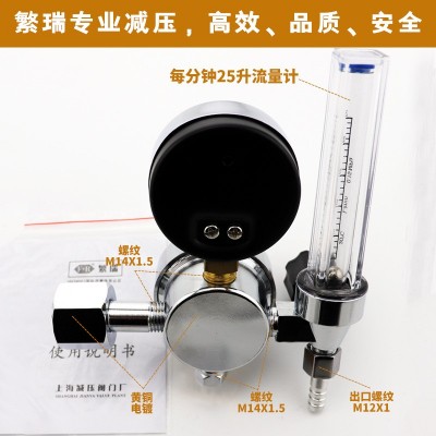 上海繁瑞氮气流量计减压阀YQD-LLJ压力表减压器过滤管钢瓶阀门厂图2