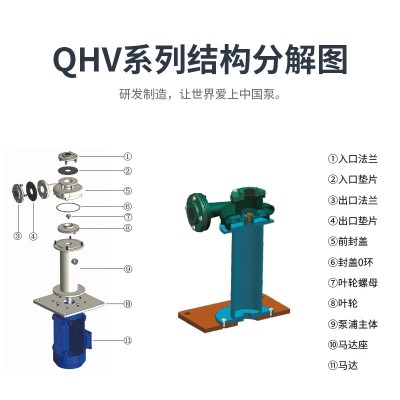304/316不锈钢耐高温耐碱性化学药液涂装电泳电解立式槽内液下泵图2