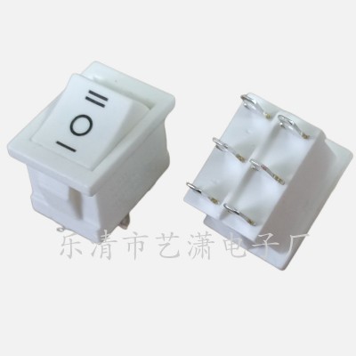 白色六脚船型开关KCD1 6脚3档/六脚两档 15*21白色6脚翘板开关图4
