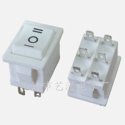白色六脚船型开关KCD1 6脚3档/六脚两档 15*21白色6脚翘板开关图2