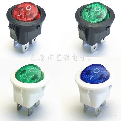 圆形4脚绿色带灯船型开关 KCD1-104圆形4脚2档带绿色灯 开孔20MM图2
