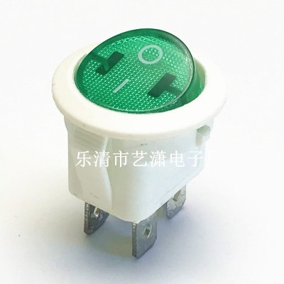 圆形4脚绿色带灯船型开关 KCD1-104圆形4脚2档带绿色灯 开孔20MM图4