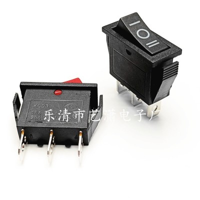 船型开关 KCD3 黑色3脚3档 31*14 全黑色三脚三档翘板开关图2