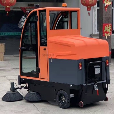 全封闭驾驶式道路电动清扫机除尘车座驾式扫地车机械设备山东金林图2