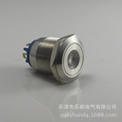 乐顺JS19X-10D厂家直销金属按钮开关防水 单点带灯自复式 插片式图3