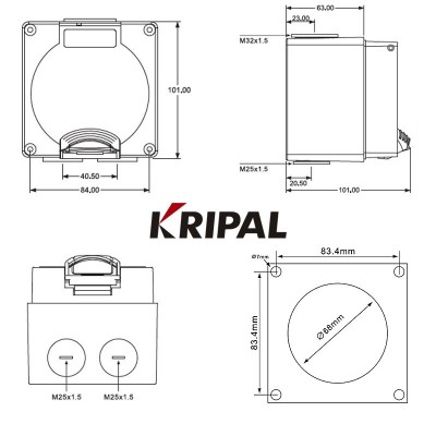 3孔+2孔户外插座 充电桩插座 56SO310F 10A防暴雨插座 KRIPAL图3