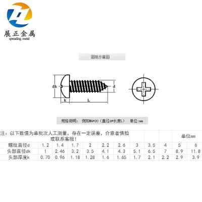 正宗304不锈钢十字盘头螺丝 圆头自攻螺钉GB845木螺钉ST2.2-ST4.8图2