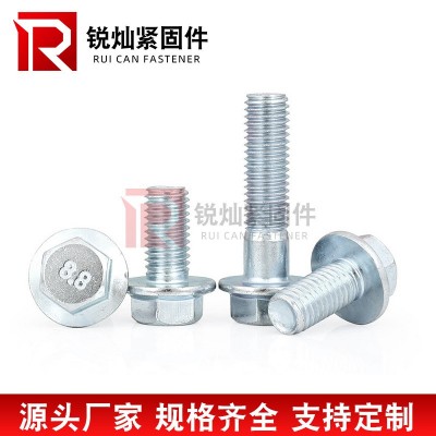 现货供应 法兰螺栓 全牙带齿六角法兰螺钉 发黑高强度法兰 面螺丝图2